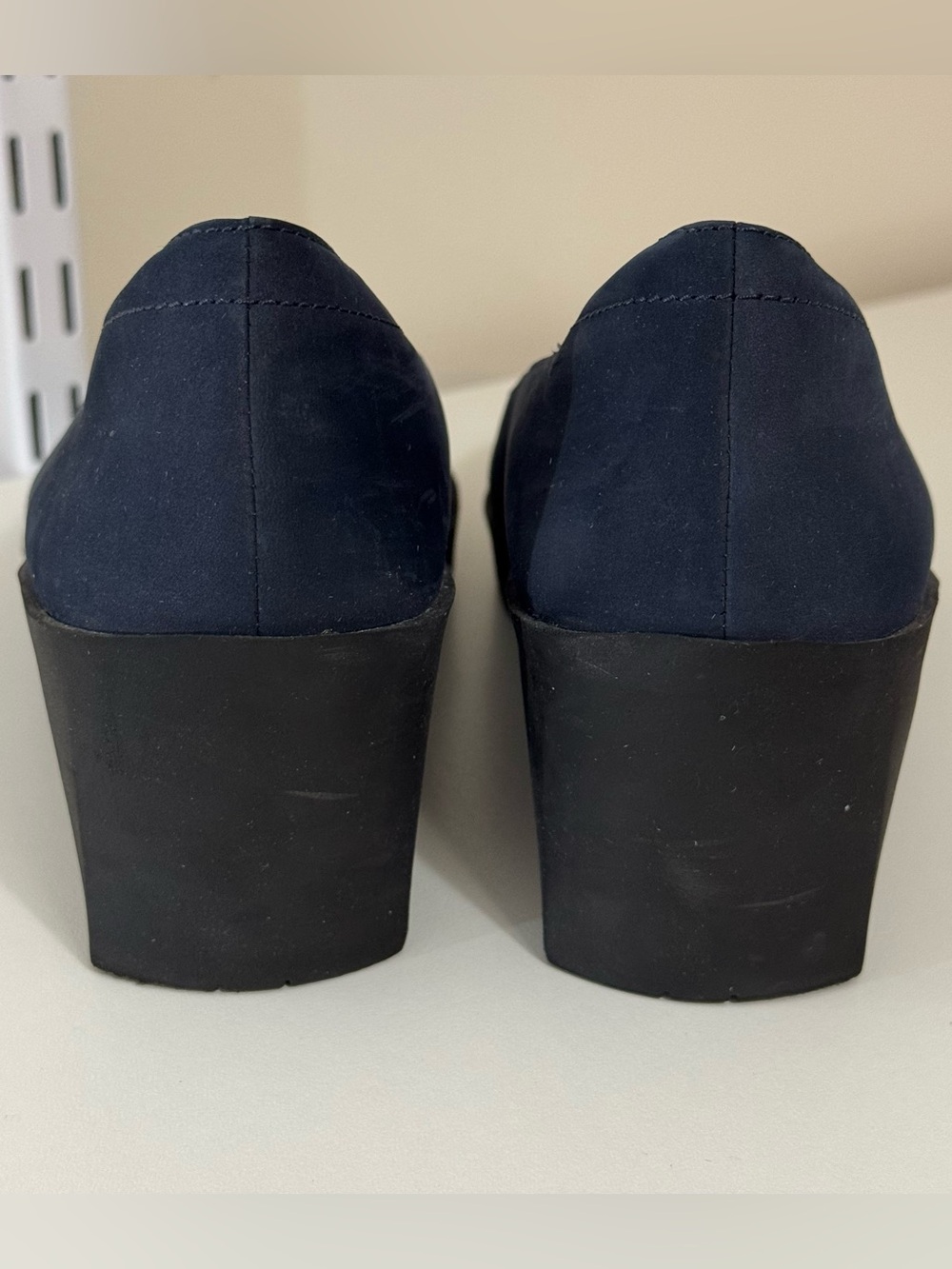 Vionic Sereno Shoes Womens 7 Blue Black Wedge Platform Slip On Pumps Comfort - Picture 6 of 9